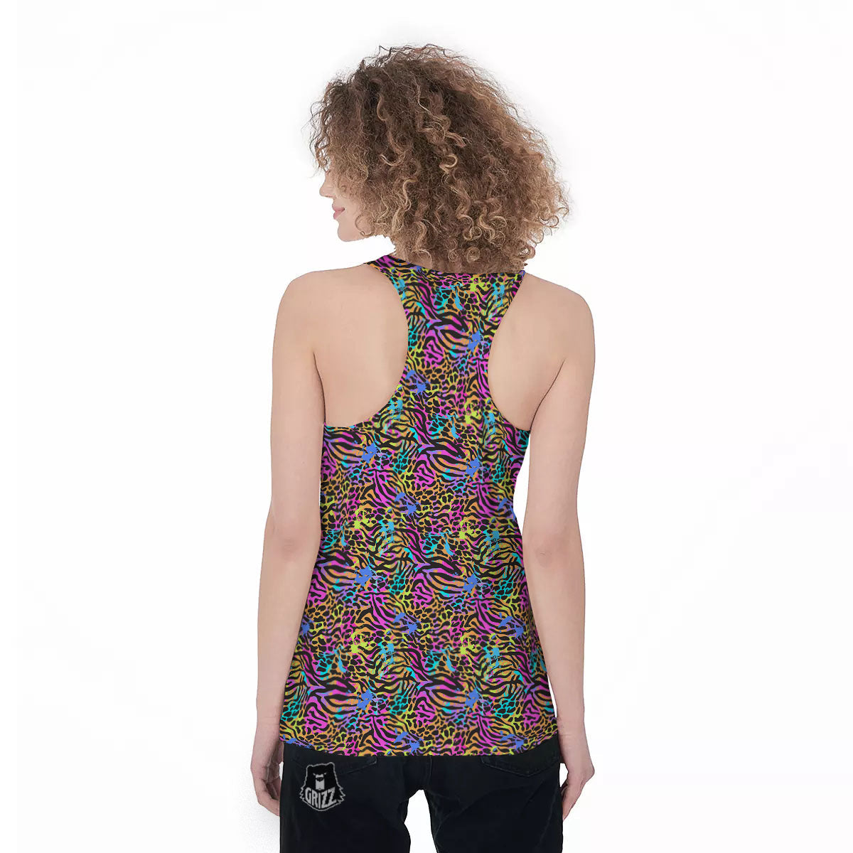 Leopard Zebra Colorful Print Pattern Women's Racerback Tank Top-grizzshop