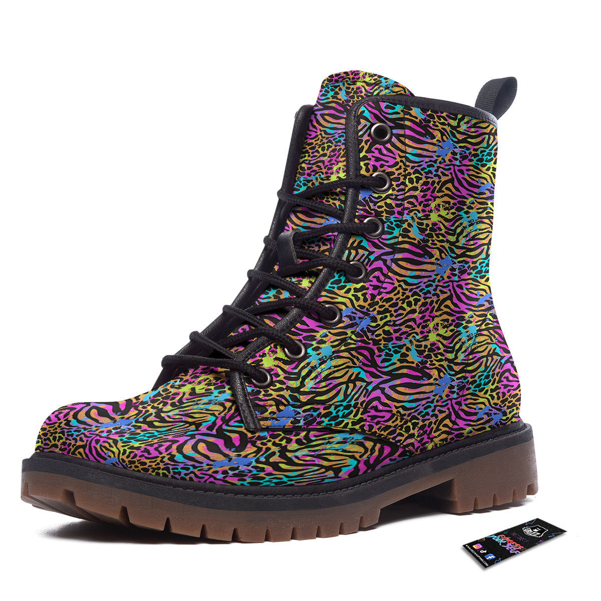 Leopard Zebra Colorful Print Pattern Work Boots-grizzshop