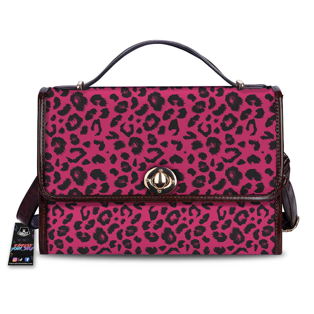 Leopard Hot Pink Print Women's Satchel Bag