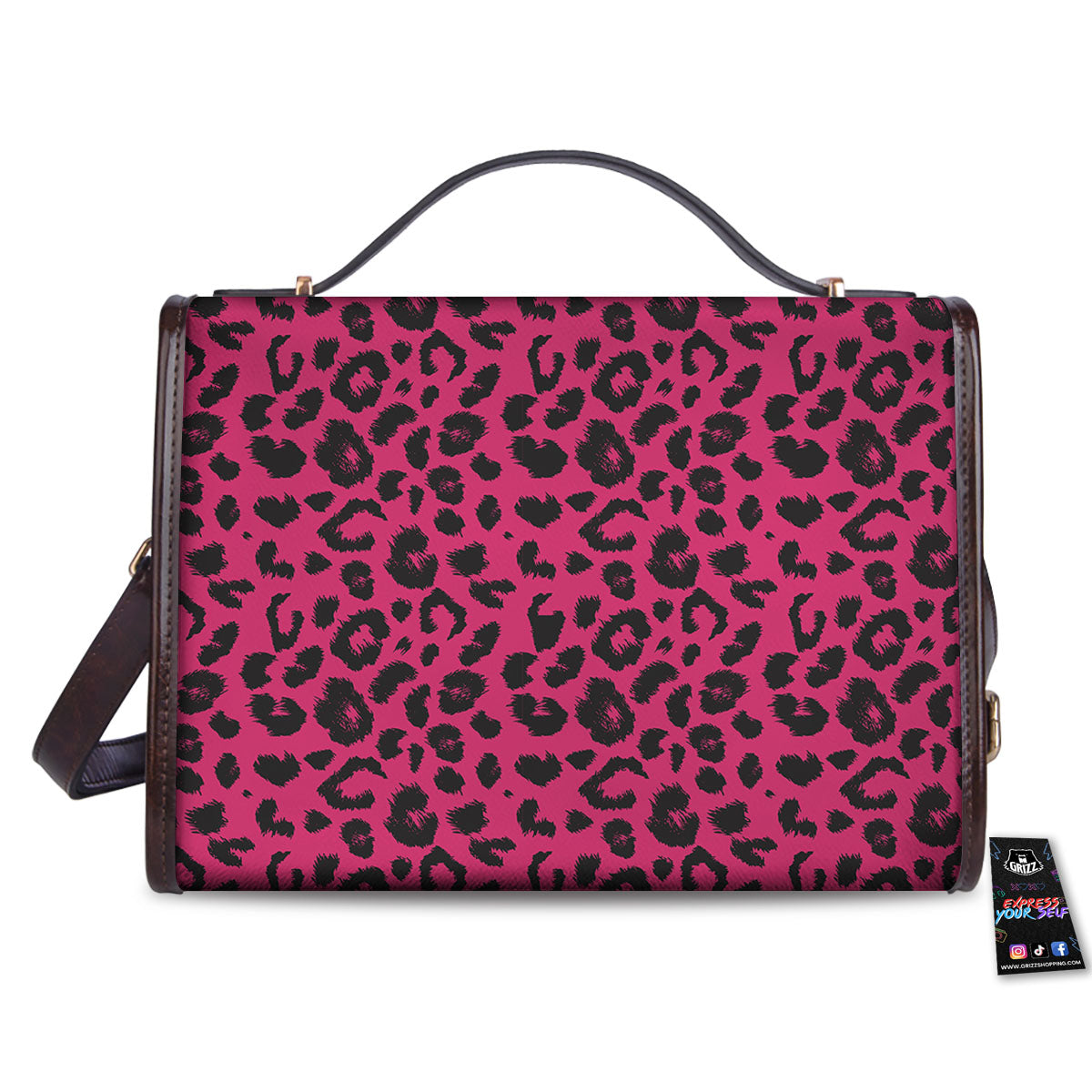 Leopard Hot Pink Print Women's Satchel Bag