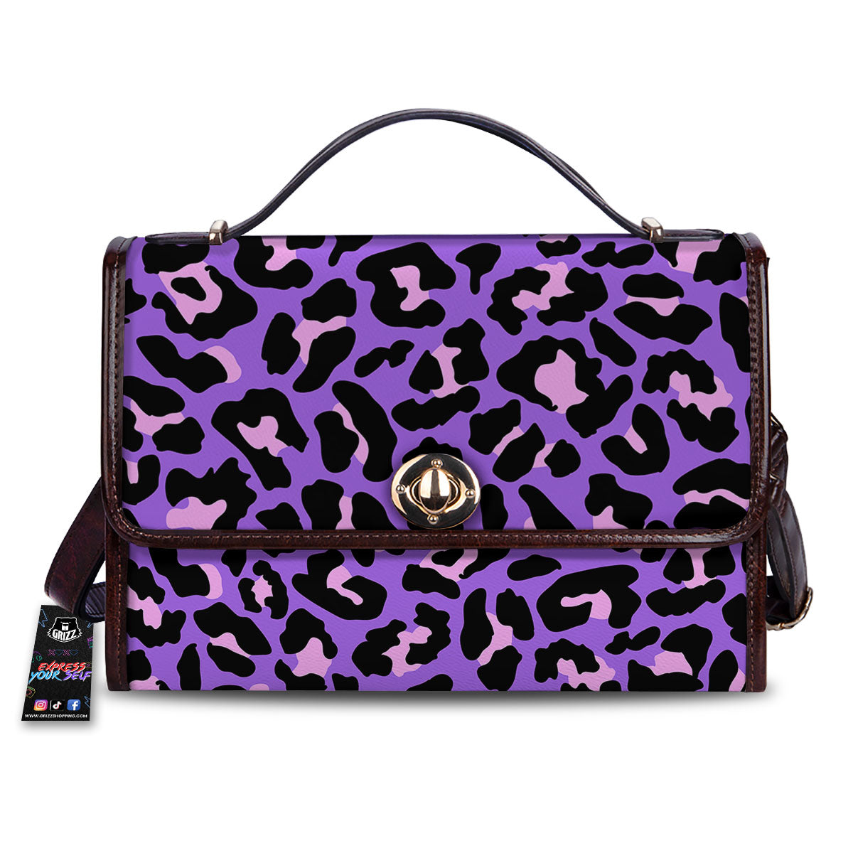 Leopard Pink And Purple Print Women's Satchel Bag