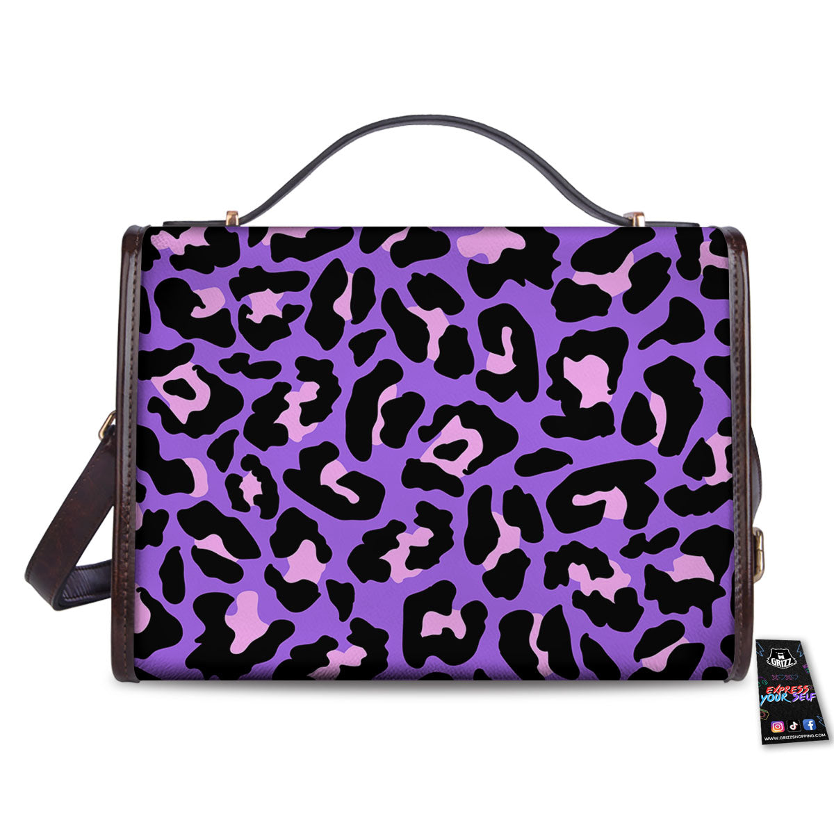 Leopard Pink And Purple Print Women's Satchel Bag