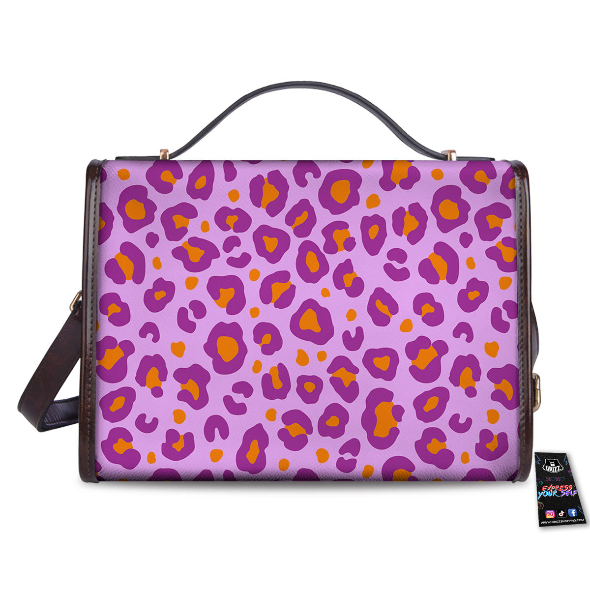 Leopard Purple And Orange Print Women's Satchel Bag
