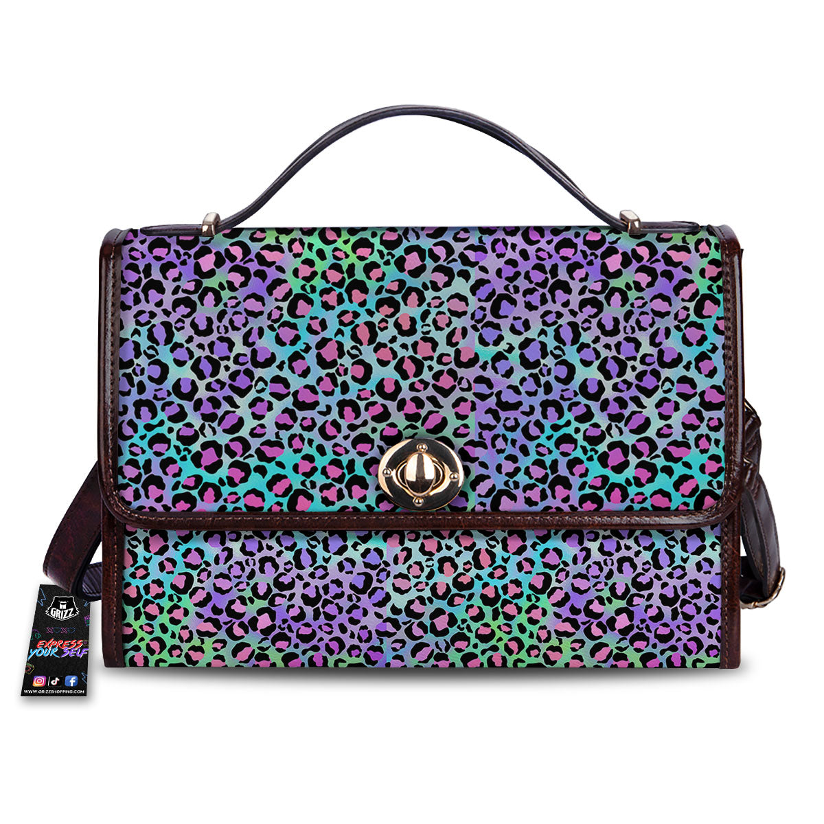 Leopard Rainbow And Purple Print Pattern Women's Satchel Bag