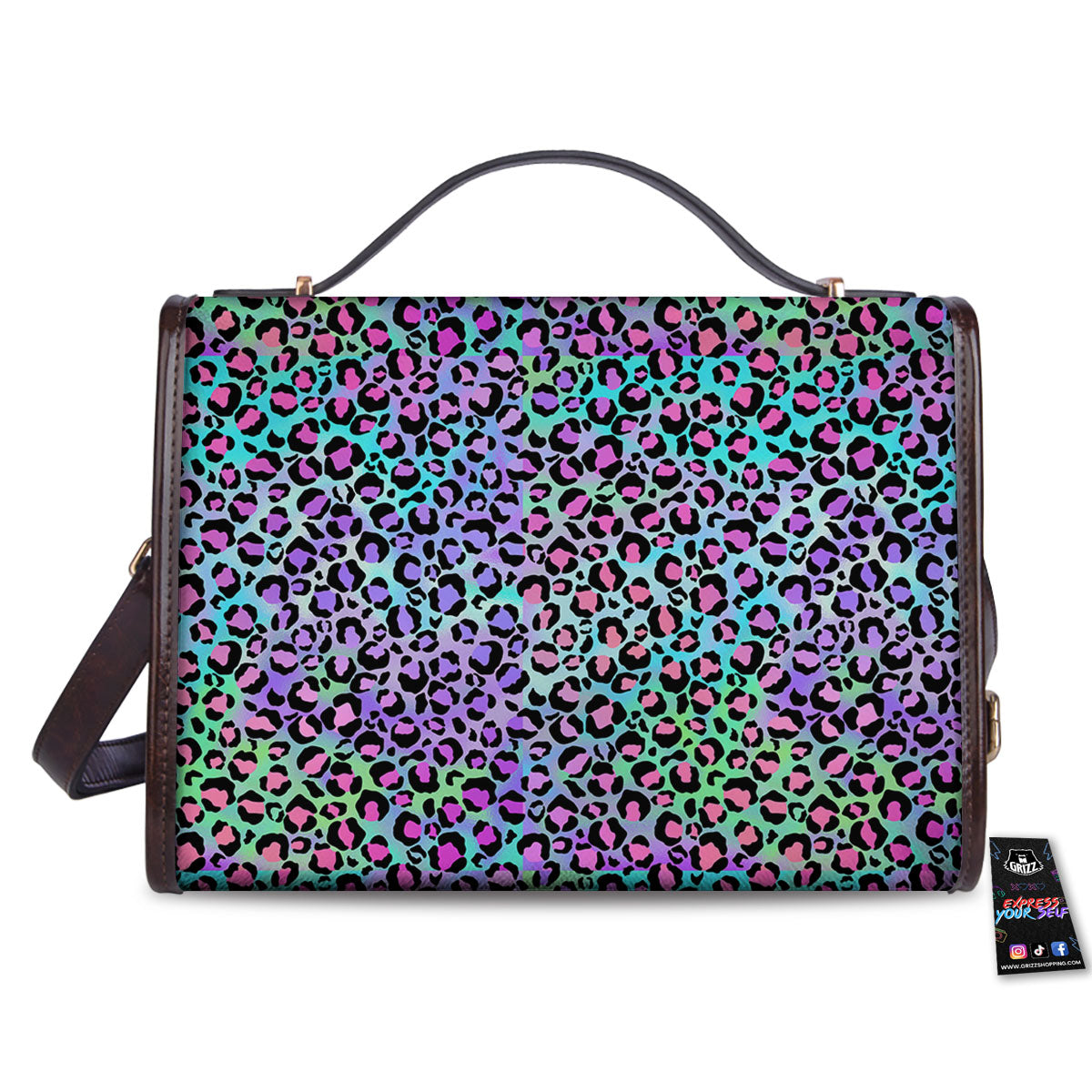 Leopard Rainbow And Purple Print Pattern Women's Satchel Bag