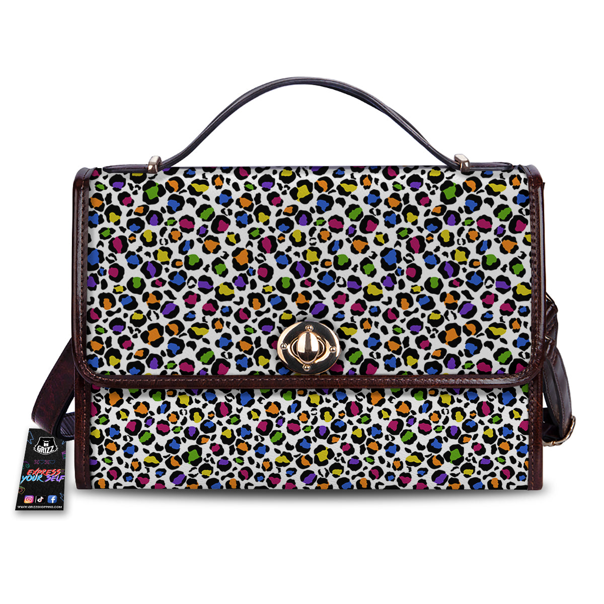 Leopard Rainbow And White Print Pattern Women's Satchel Bag
