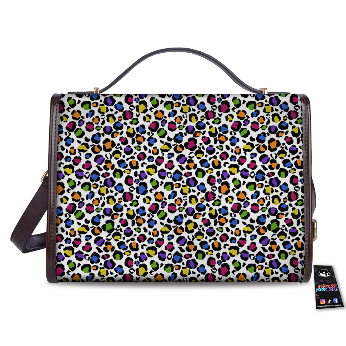 Leopard Rainbow And White Print Pattern Women's Satchel Bag