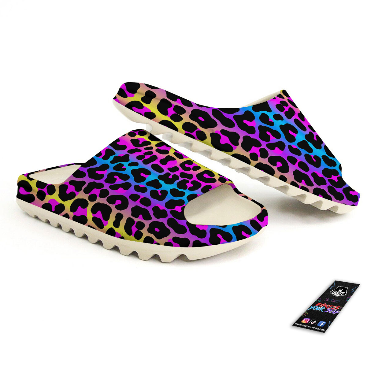 Leopard Rainbow Print Pattern Sandals-grizzshop