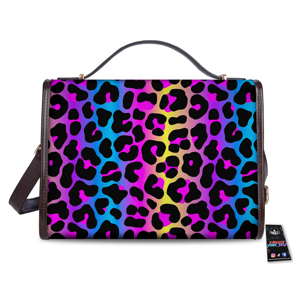 Leopard Rainbow Print Pattern Women's Satchel Bag