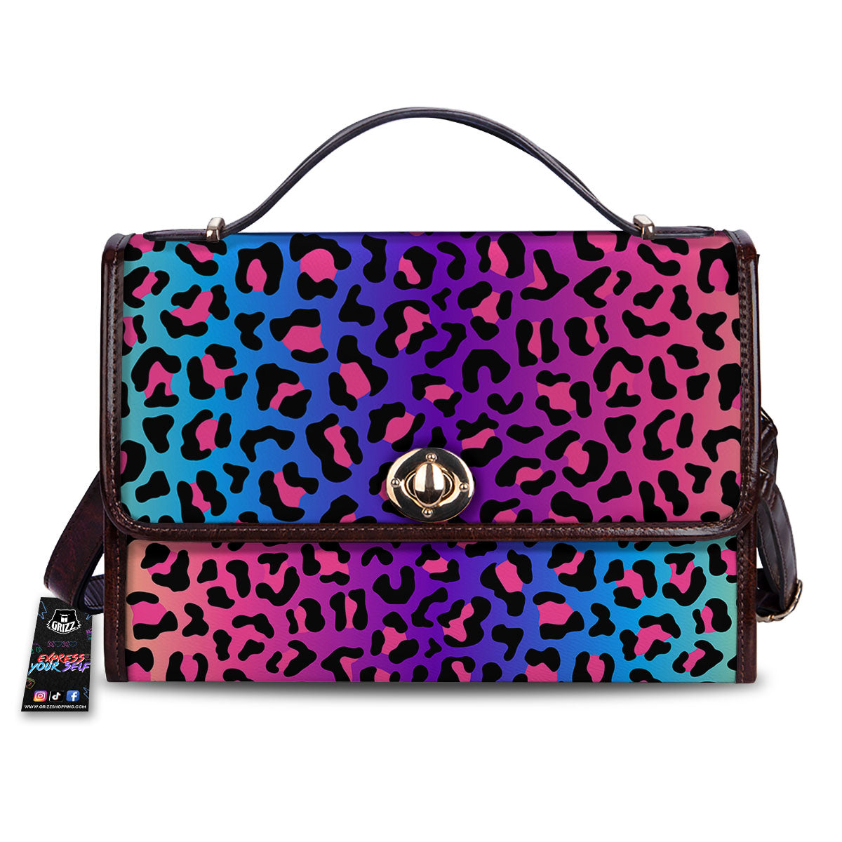 Leopard Rainbow Print Women's Satchel Bag
