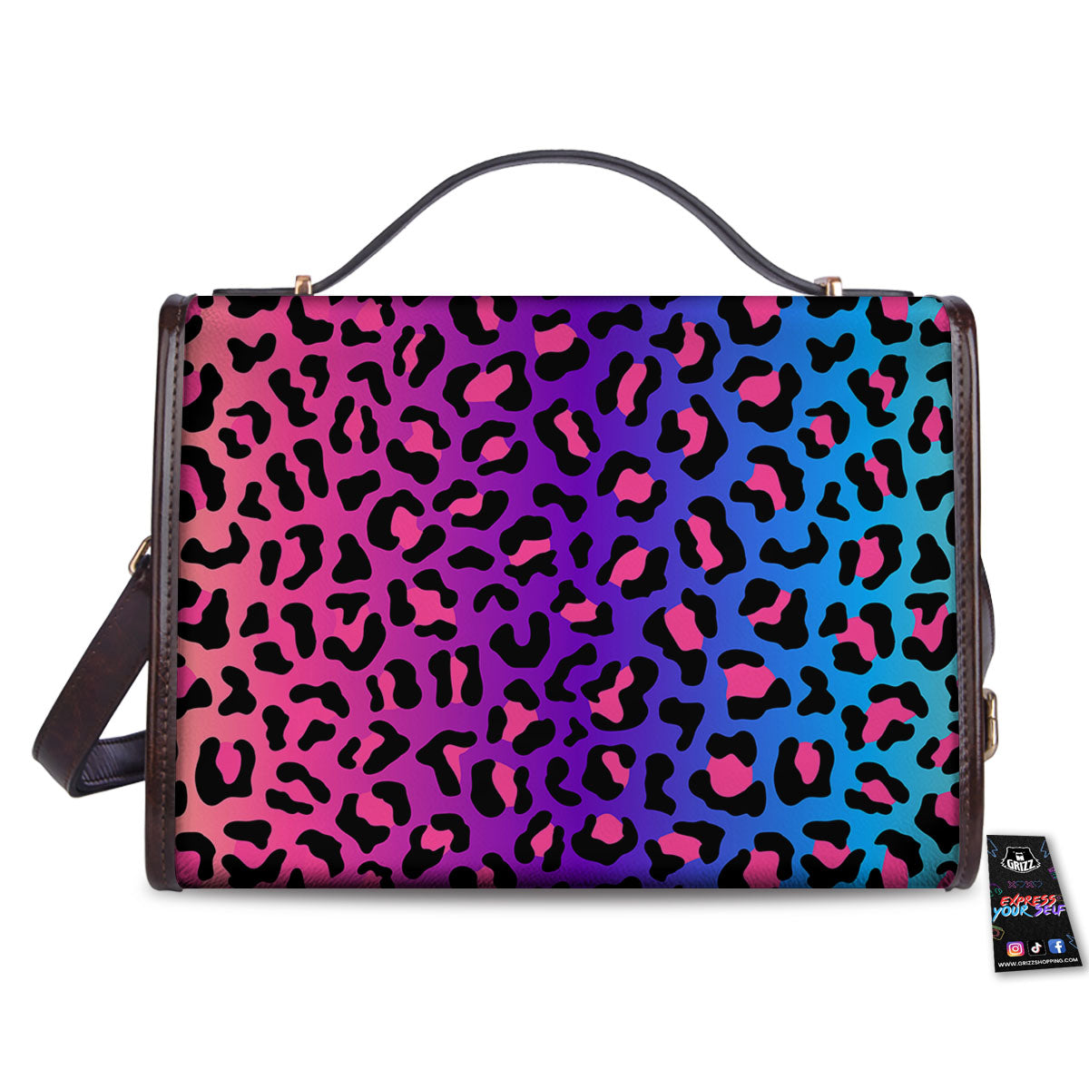 Leopard Rainbow Print Women's Satchel Bag