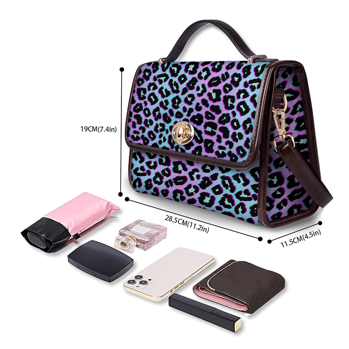 Leopard Trippy Psychedelic Print Pattern Women's Satchel Bag