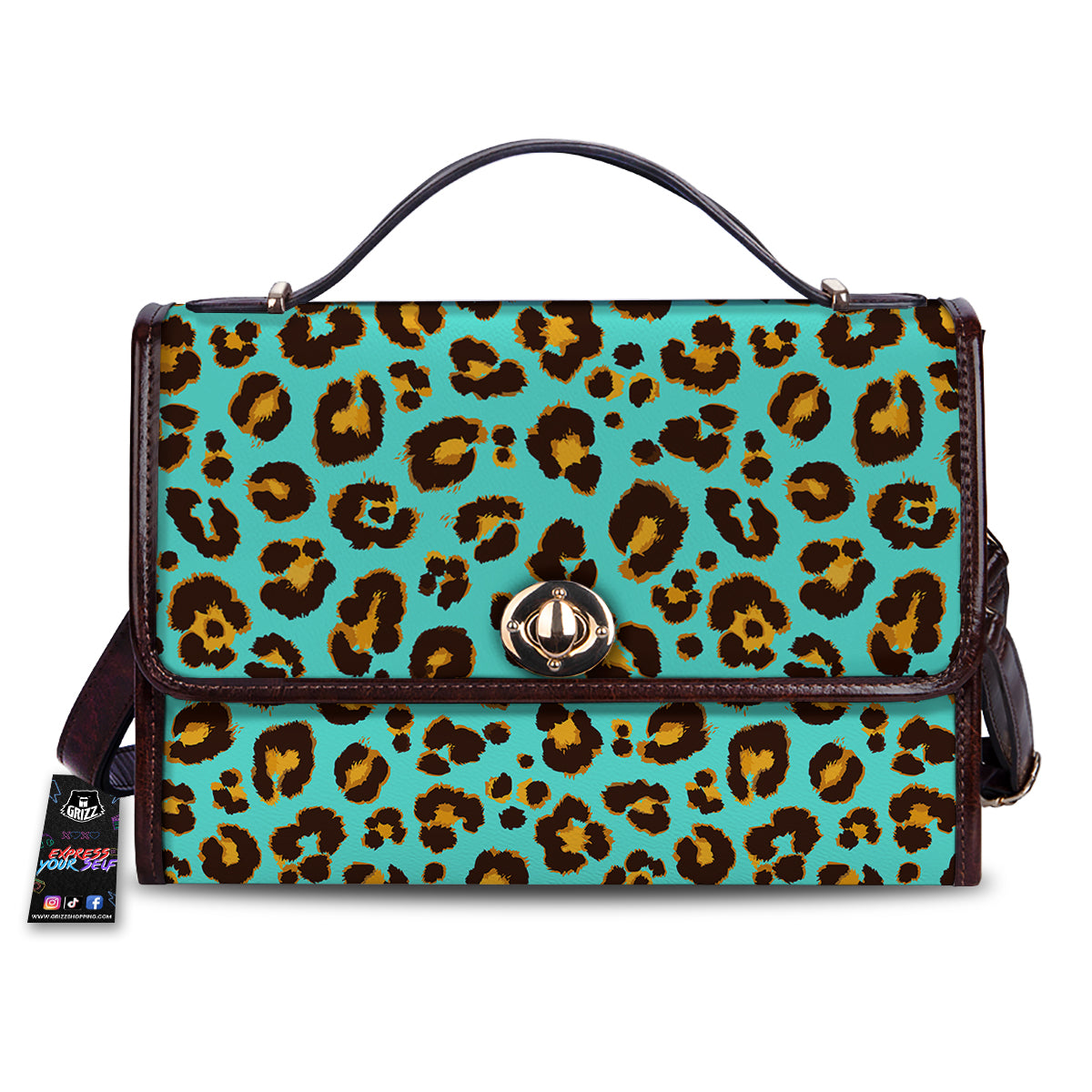 Leopard Turquoise Print Pattern Women's Satchel Bag