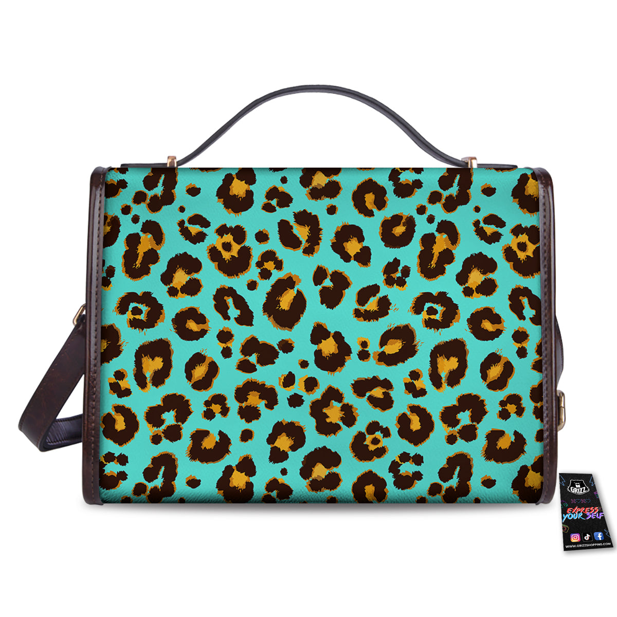 Leopard Turquoise Print Pattern Women's Satchel Bag