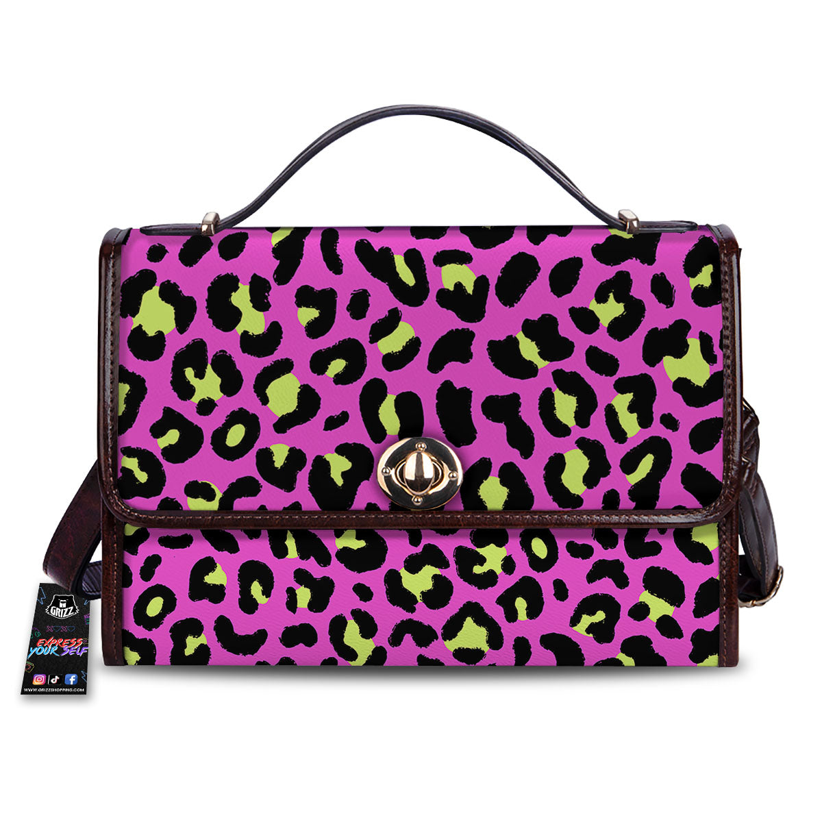 Leopard Yellow And Pink Print Women's Satchel Bag