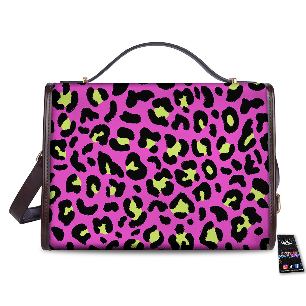 Leopard Yellow And Pink Print Women's Satchel Bag