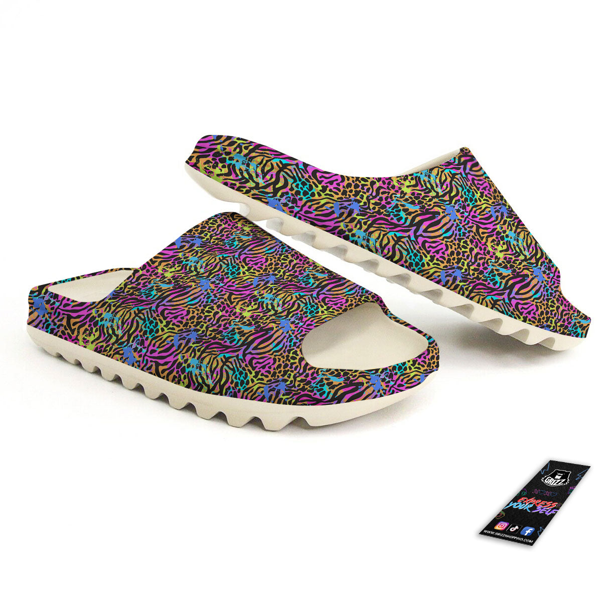 Leopard Zebra Colorful Print Pattern Sandals-grizzshop