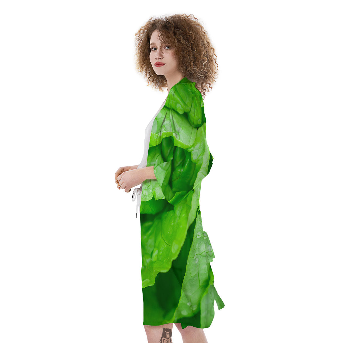 Lettuce Fresh Leaves Print Kimono-grizzshop