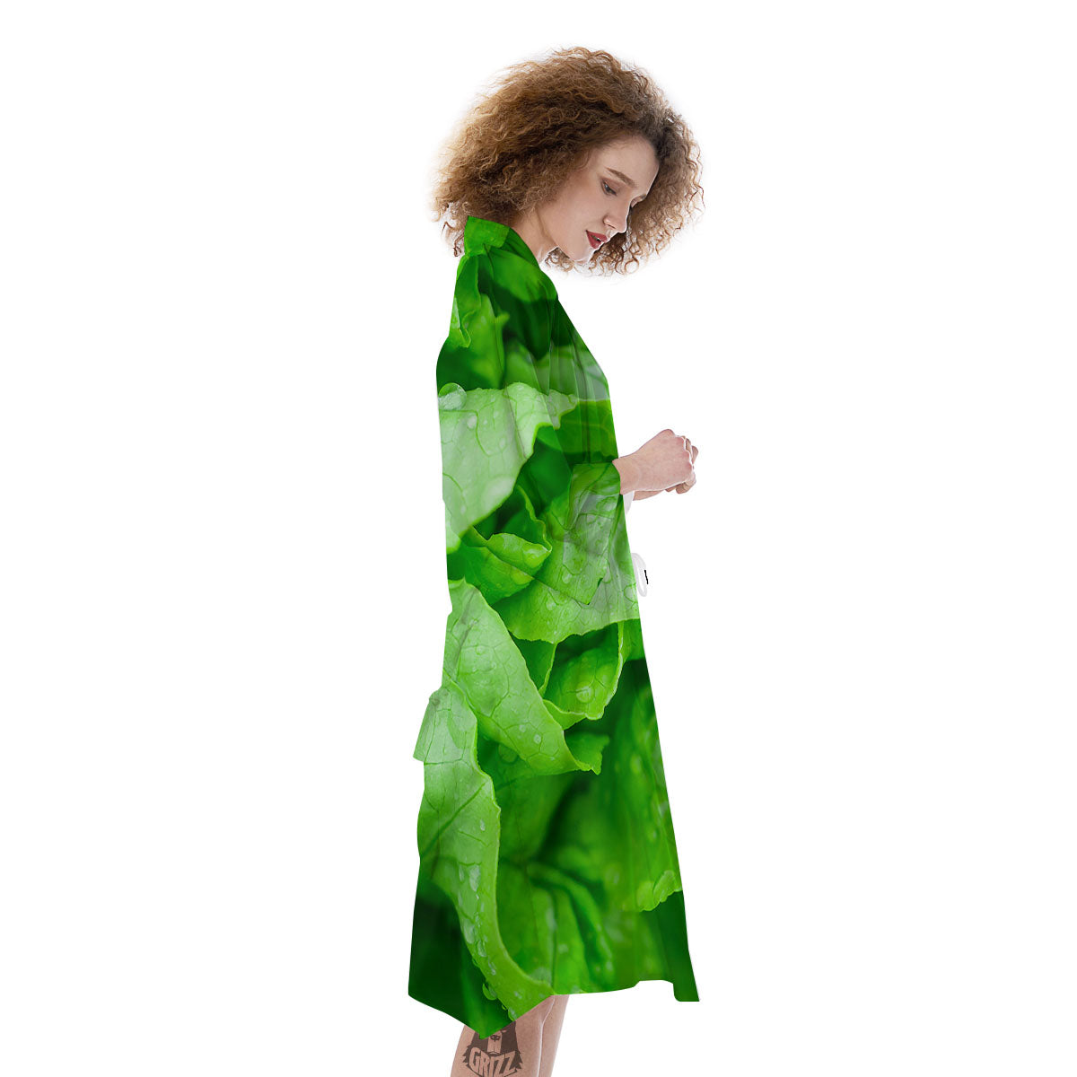 Lettuce Fresh Leaves Print Kimono-grizzshop