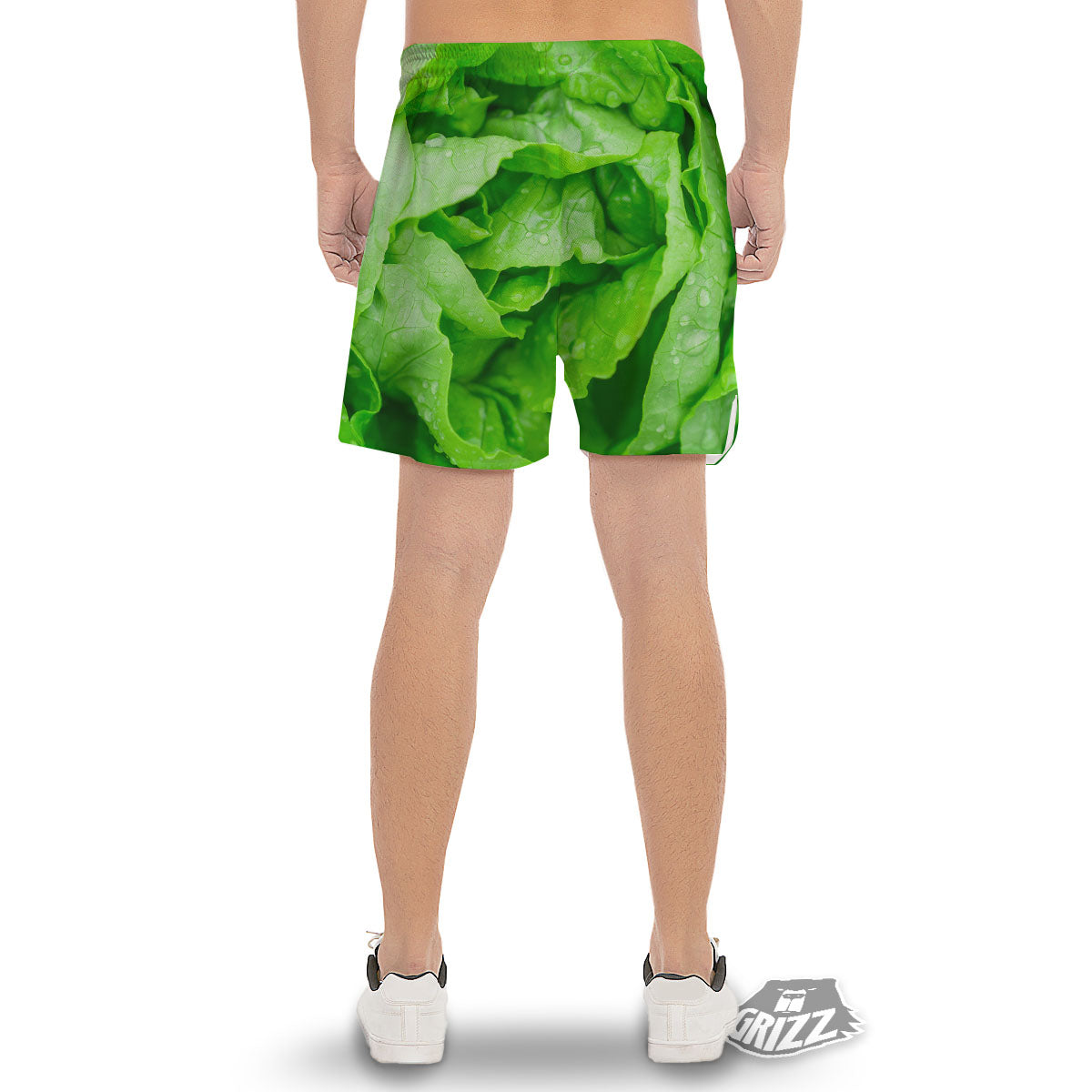 Lettuce Fresh Leaves Print Men's Gym Shorts-grizzshop