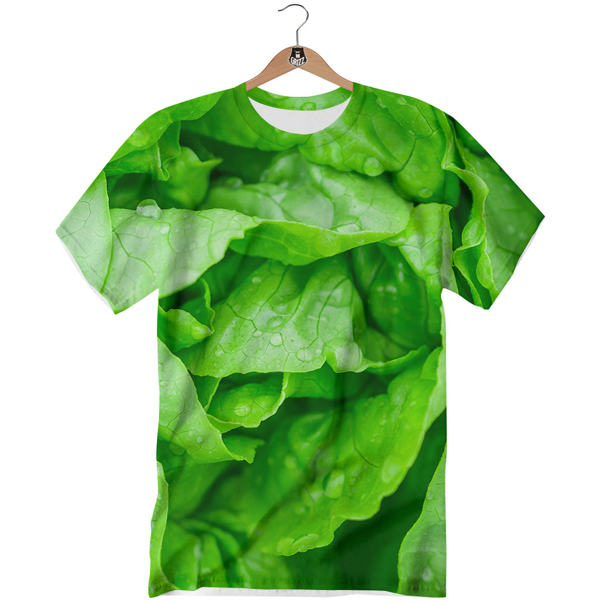 Lettuce Fresh Leaves Print T-Shirt-grizzshop