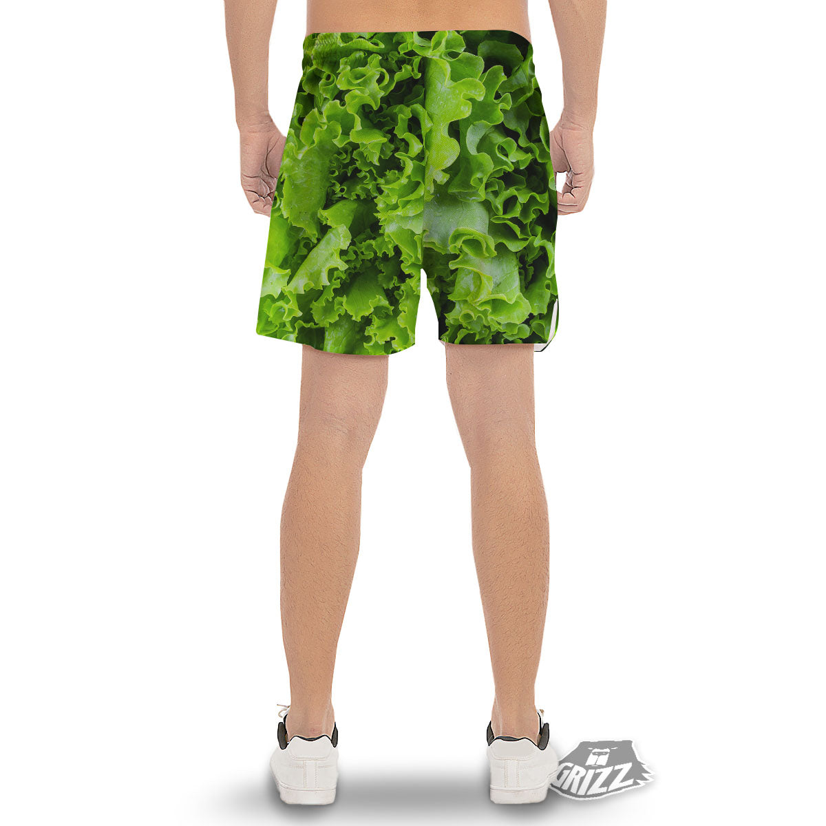 Lettuce Green Leaves Print Men's Gym Shorts-grizzshop