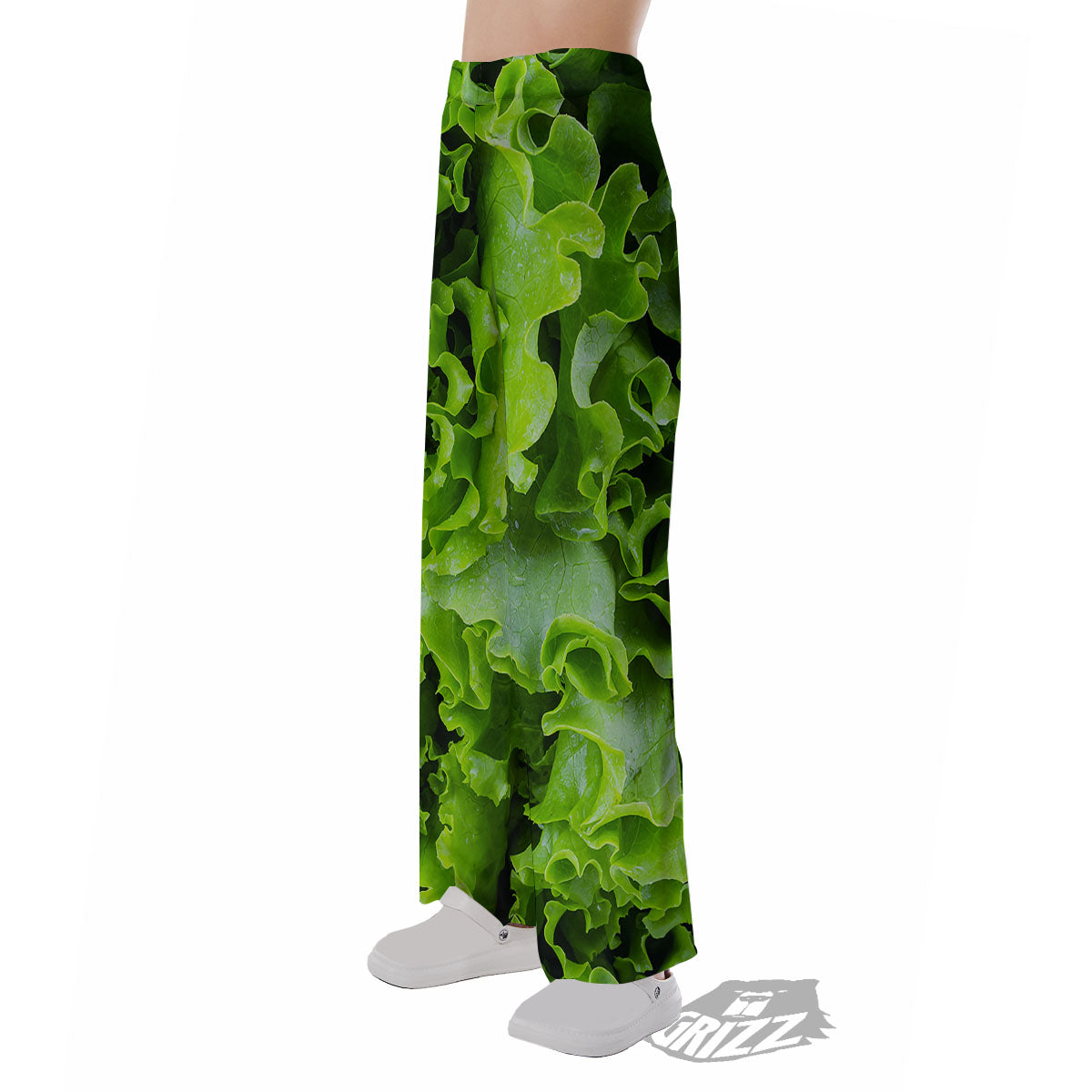 Lettuce Green Leaves Print Pajama Pants-grizzshop