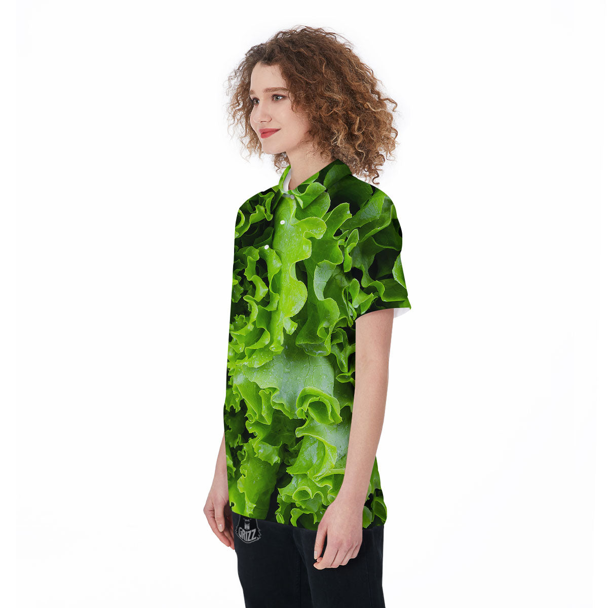 Lettuce Green Leaves Print Women's Golf Shirts-grizzshop