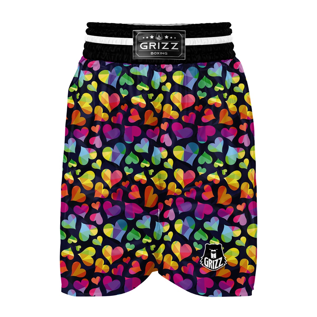 Lgbt Rainbow Heart Patterm Print Boxing Shorts-grizzshop