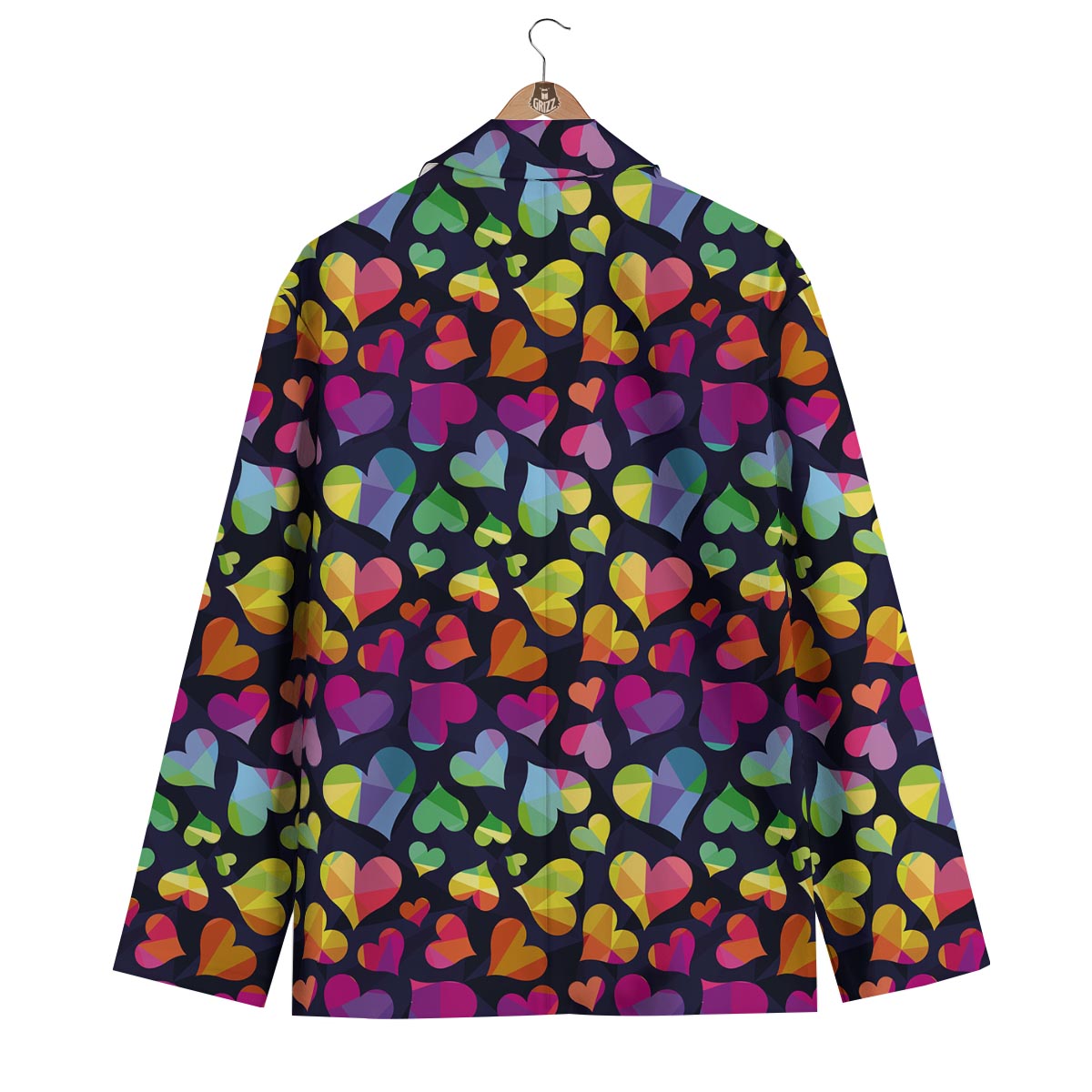 Lgbt Rainbow Heart Patterm Print Men's Blazer-grizzshop