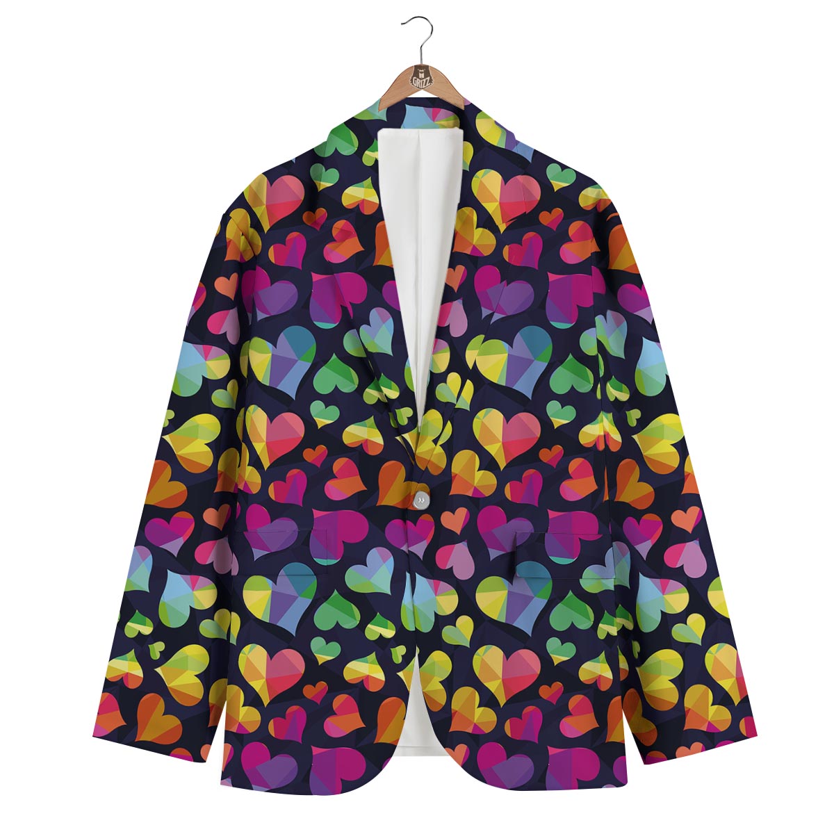 Lgbt Rainbow Heart Patterm Print Men's Blazer-grizzshop