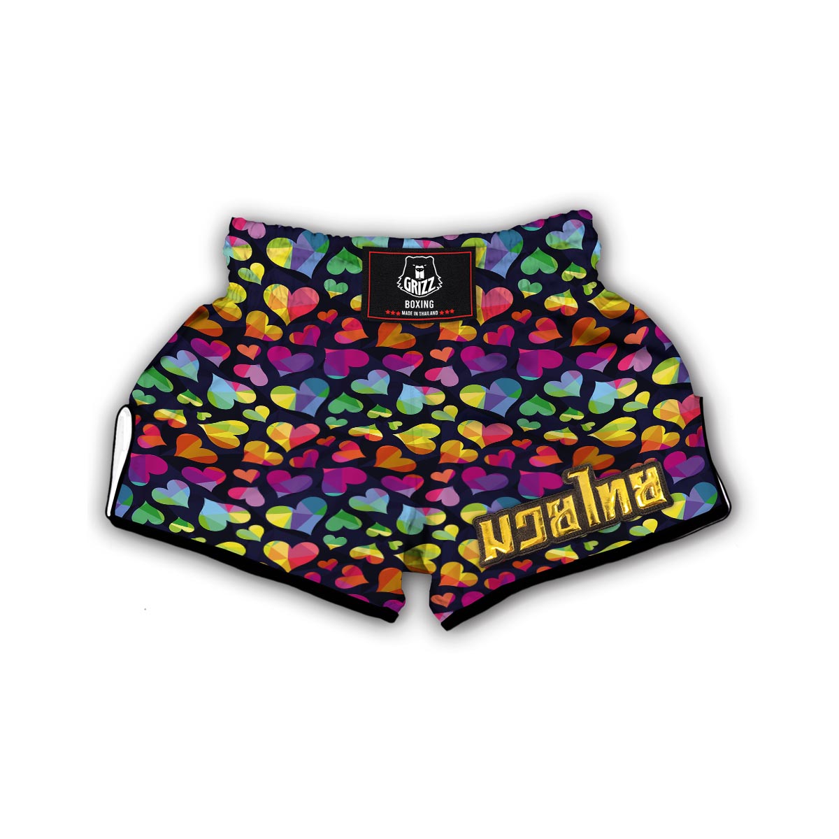 Lgbt Rainbow Heart Patterm Print Muay Thai Boxing Shorts-grizzshop