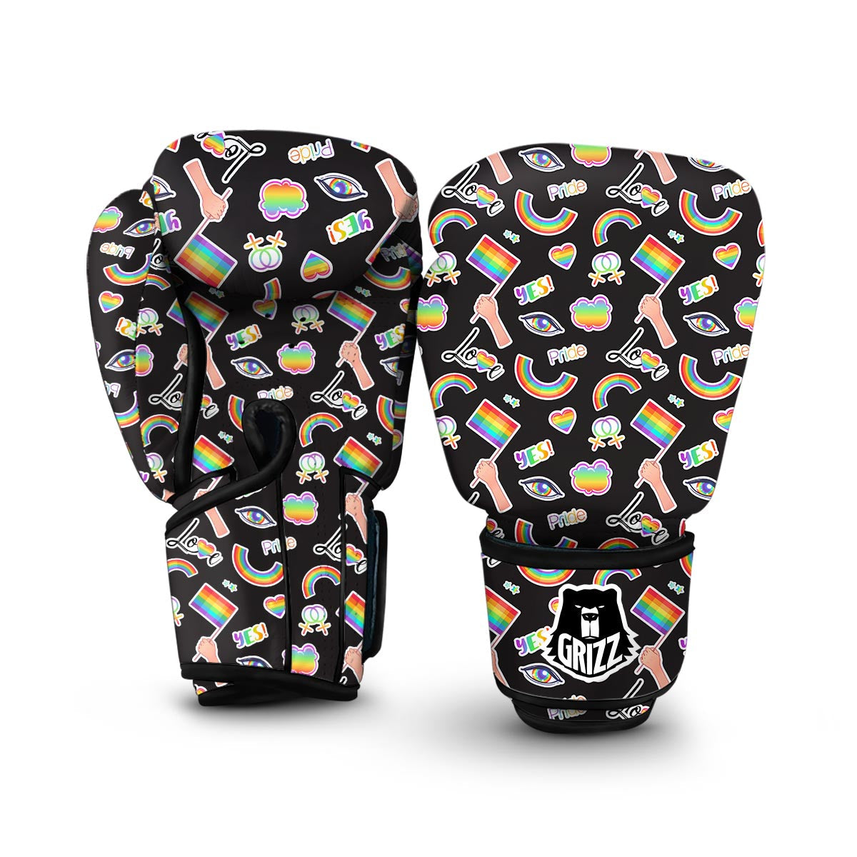 Lgbt Rainbow Patterm Print Boxing Gloves-grizzshop