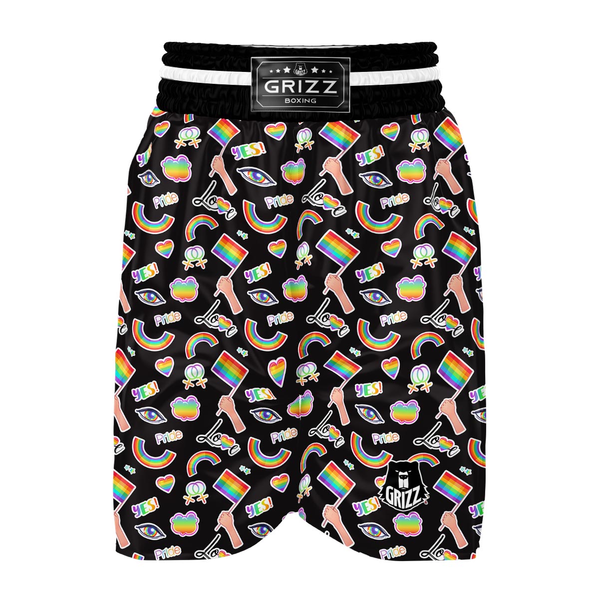 Lgbt Rainbow Patterm Print Boxing Shorts-grizzshop