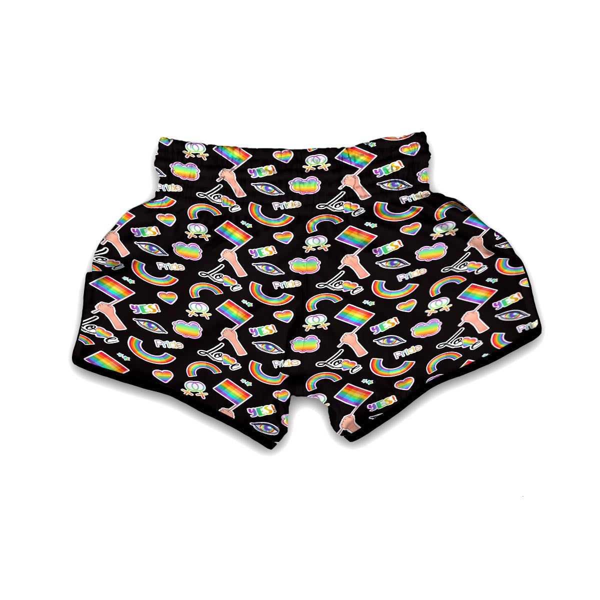 Lgbt Rainbow Patterm Print Muay Thai Boxing Shorts-grizzshop