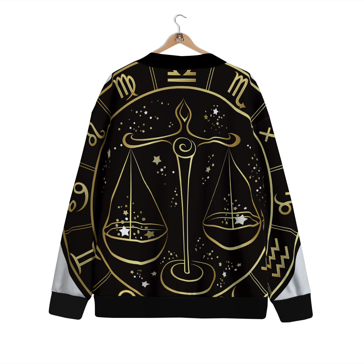 Libra Sign Black And Gold Print Cardigan-grizzshop
