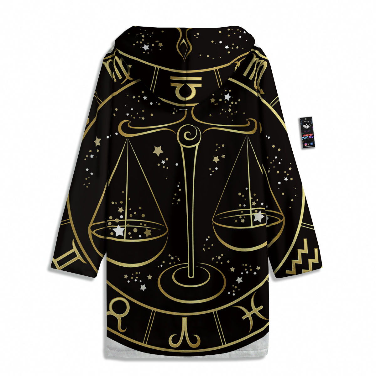 Libra Sign Black And Gold Print Men's Windbreaker Jacket-grizzshop