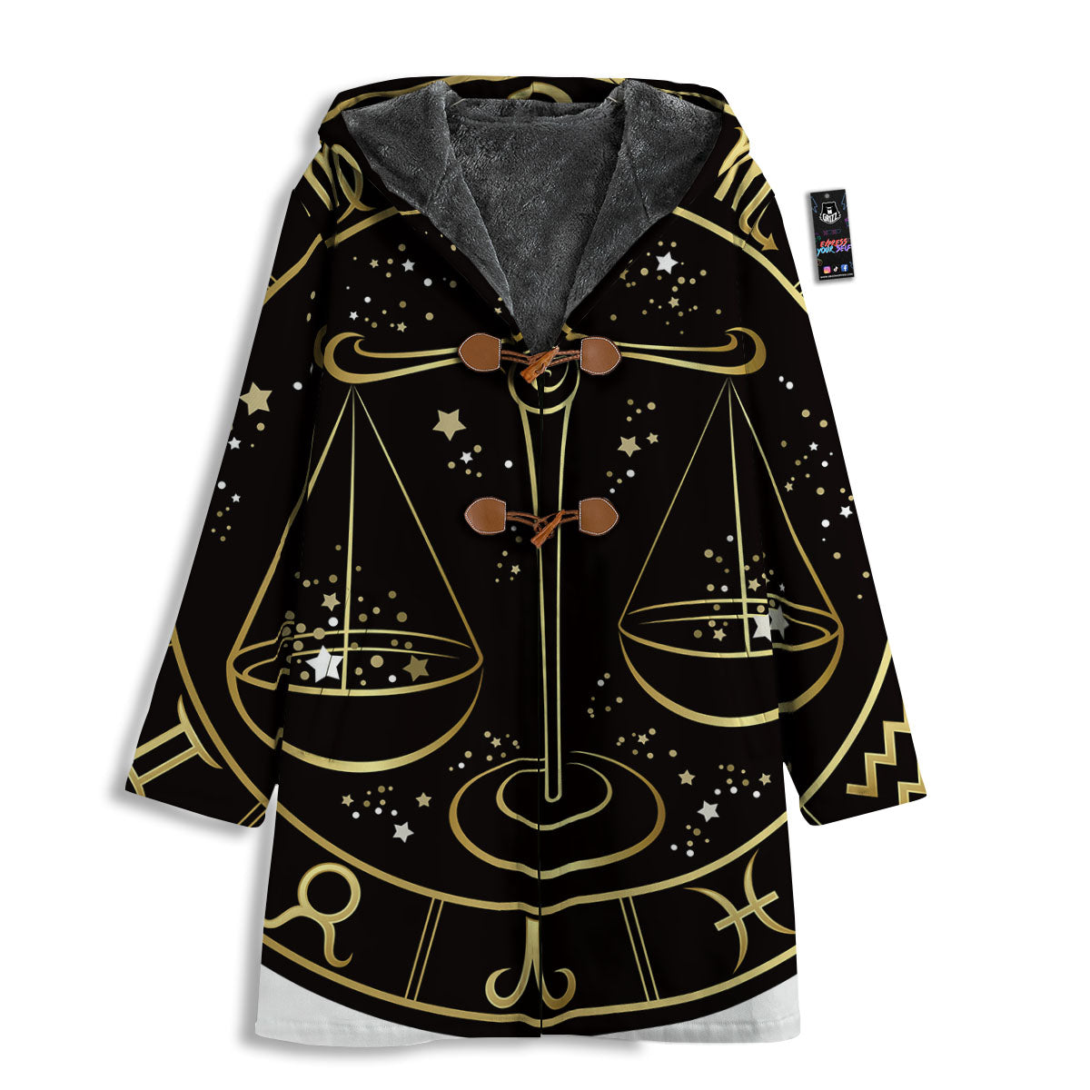Libra Sign Black And Gold Print Men's Windbreaker Jacket-grizzshop