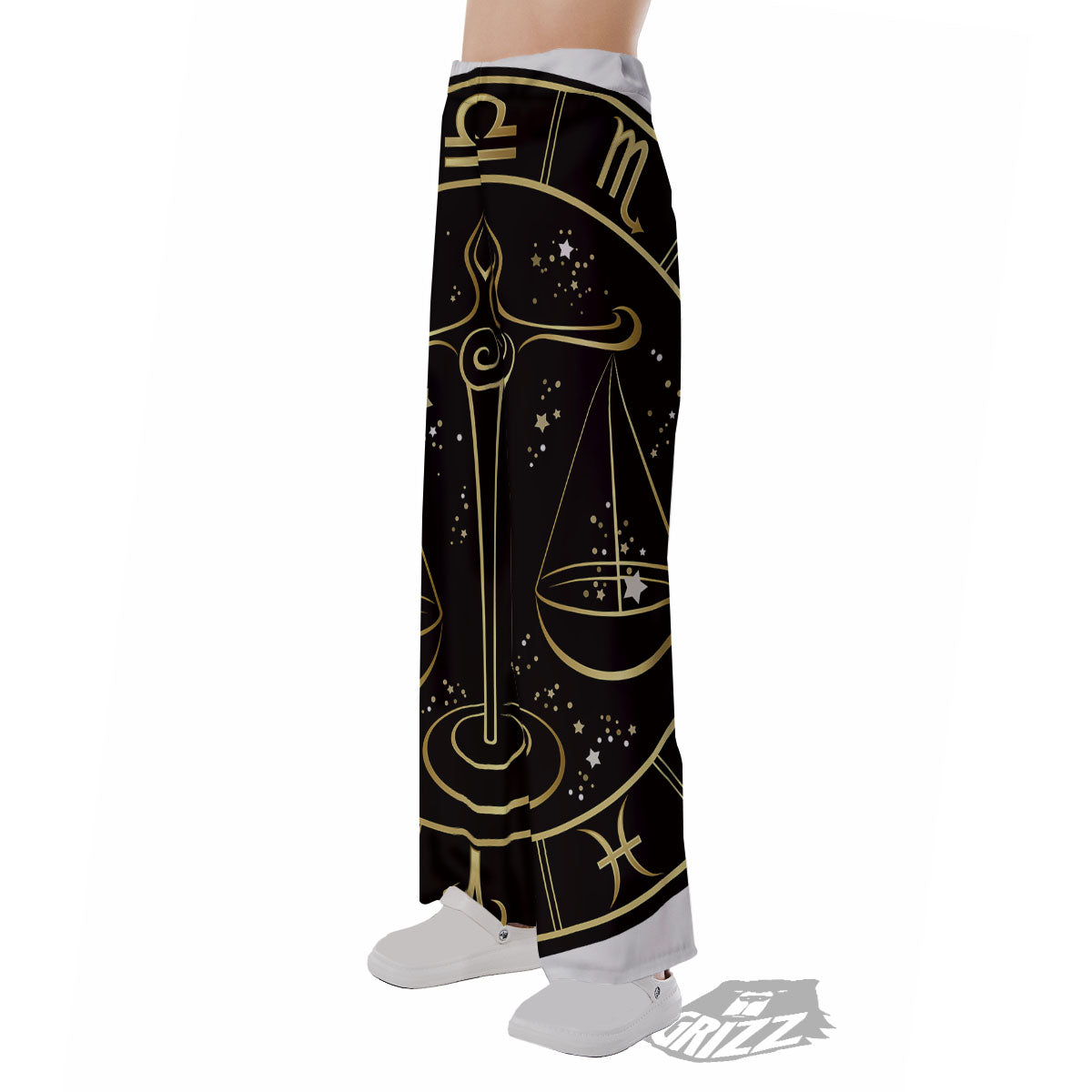 Libra Sign Black And Gold Print Pajama Pants-grizzshop