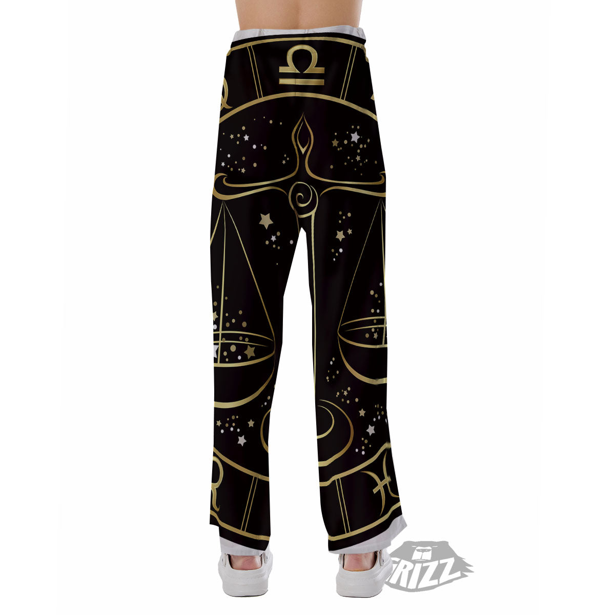 Libra Sign Black And Gold Print Pajama Pants-grizzshop