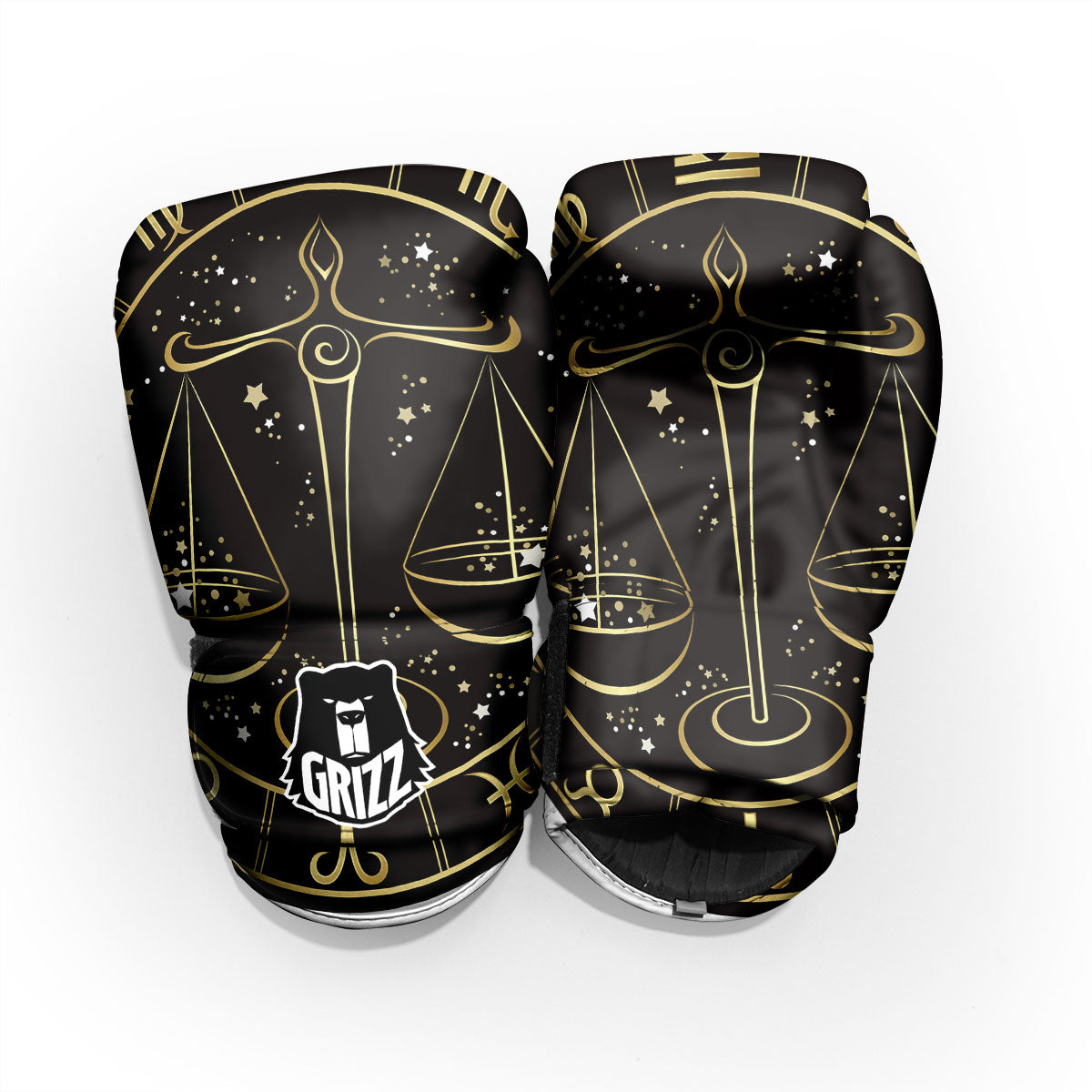 Libra Sign Black And Gold Print Pro Boxing Glove