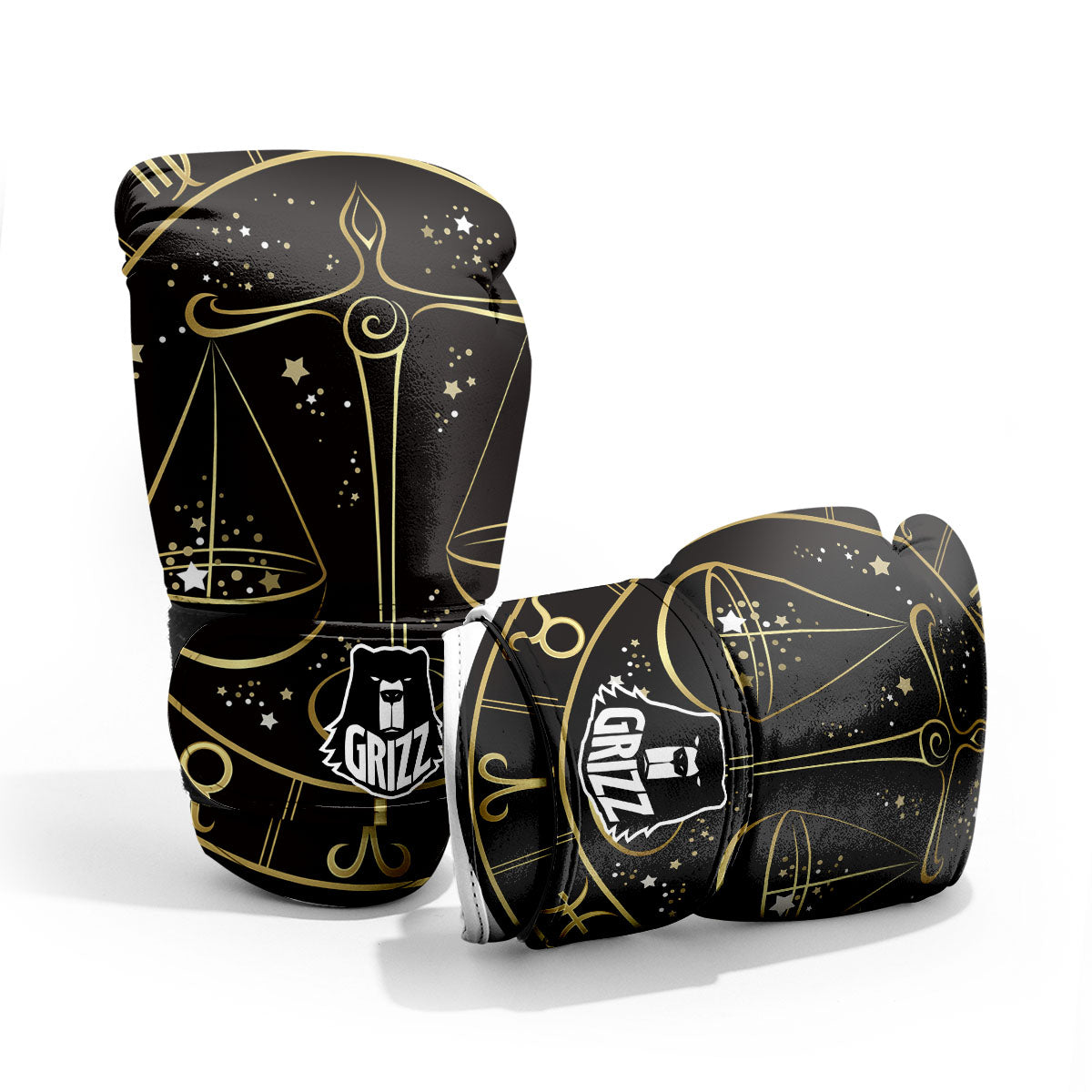 Libra Sign Black And Gold Print Pro Boxing Glove