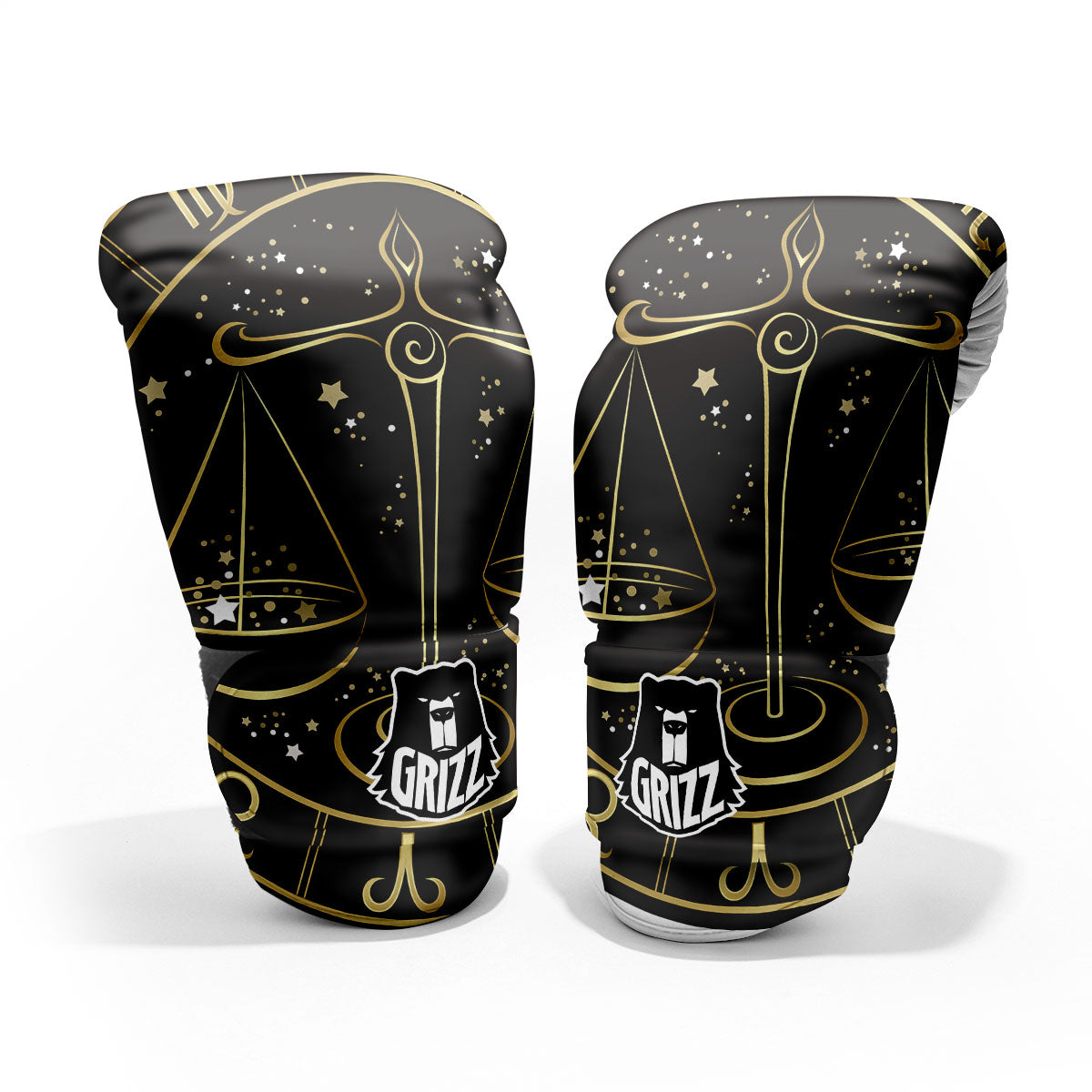 Libra Sign Black And Gold Print Pro Boxing Glove