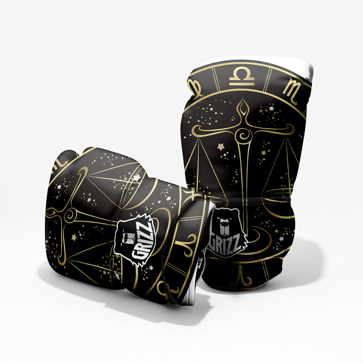 Libra Sign Black And Gold Print Pro Boxing Glove