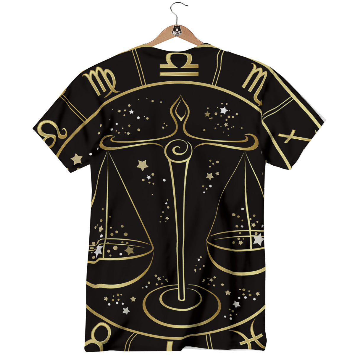 Libra Sign Black And Gold Print T-Shirt-grizzshop