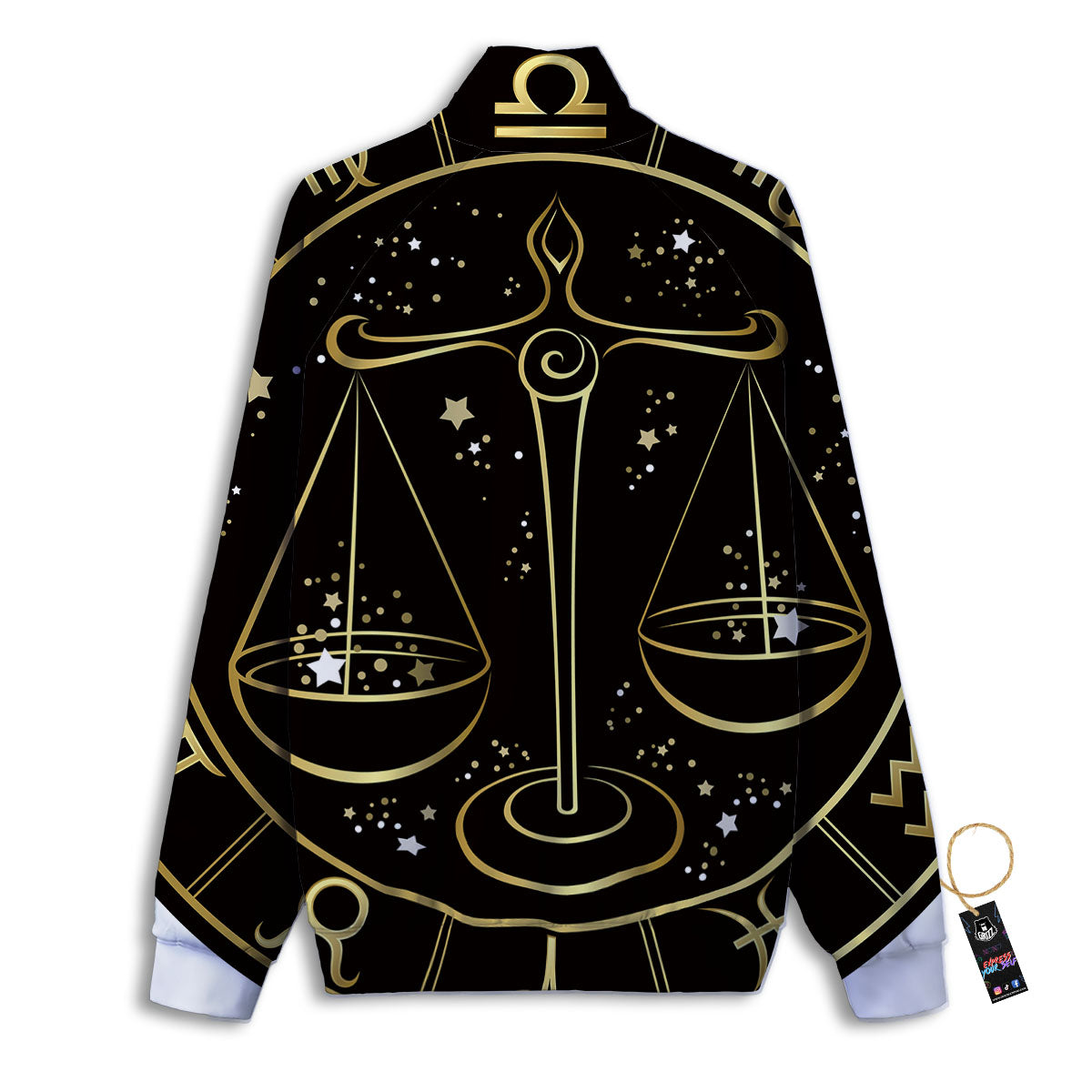 Libra Sign Black And Gold Print Track Jacket-grizzshop