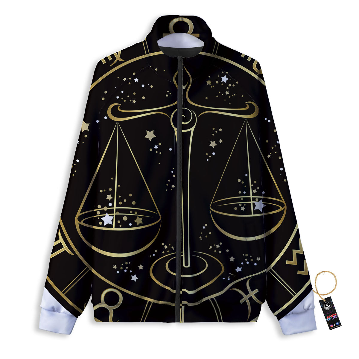 Libra Sign Black And Gold Print Track Jacket-grizzshop