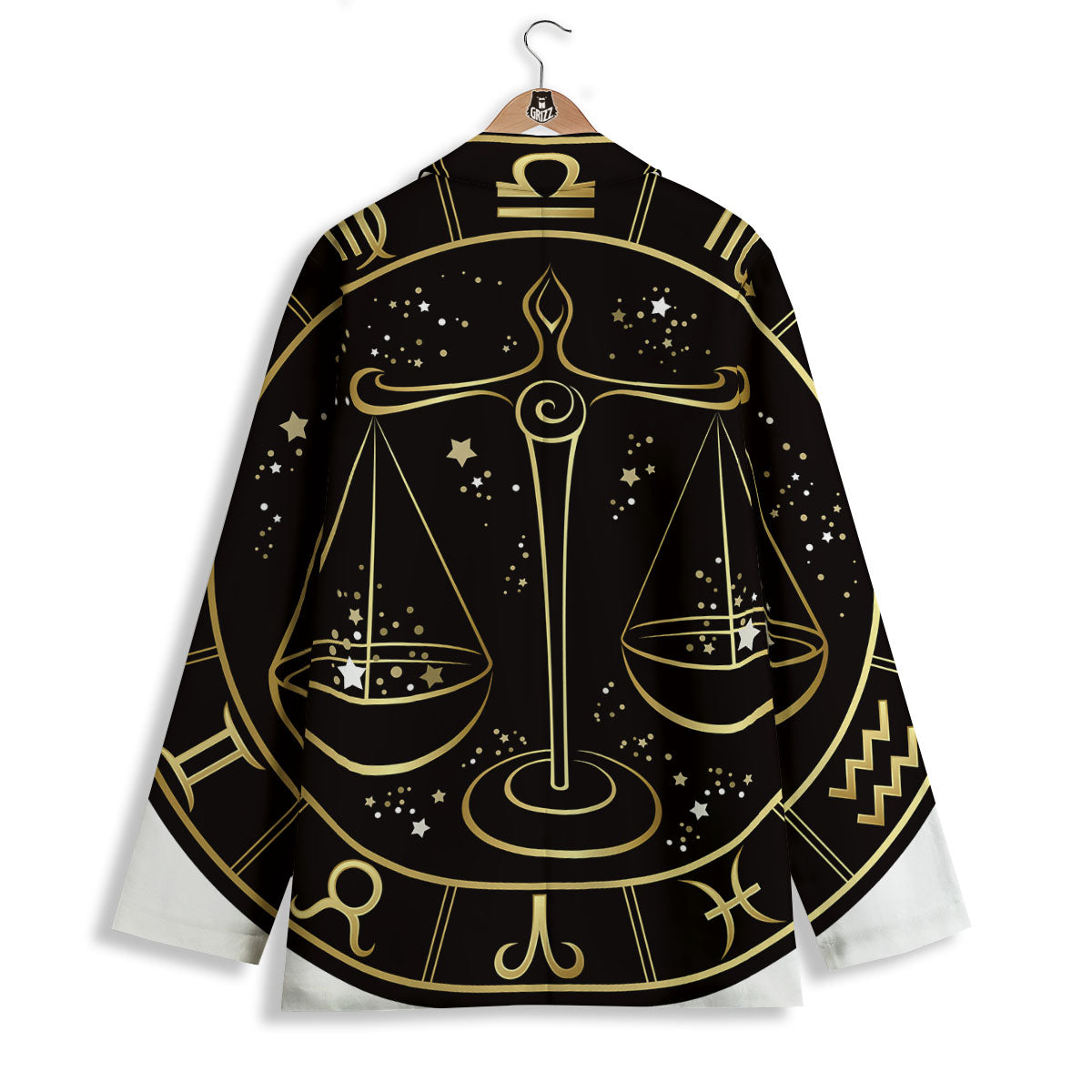 Libra Sign Black And Gold Print Women's Blazer-grizzshop