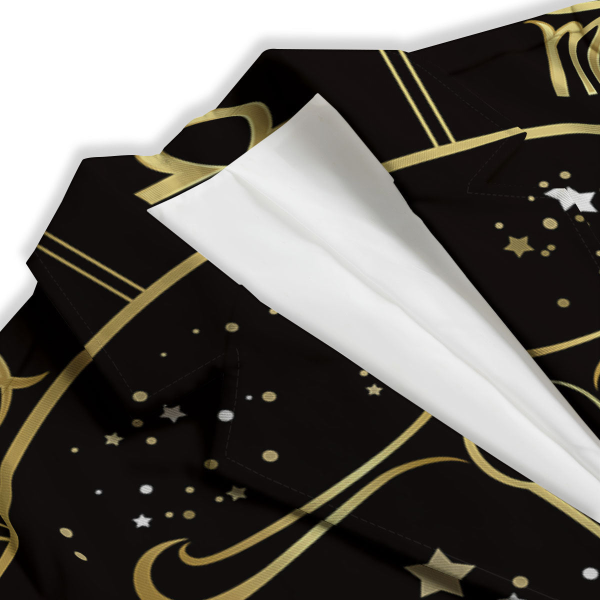 Libra Sign Black And Gold Print Women's Blazer-grizzshop