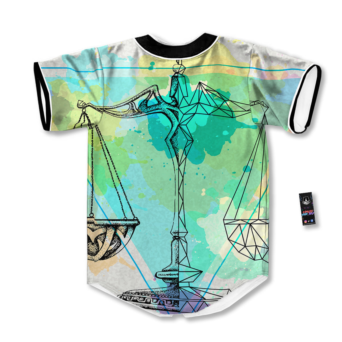 Libra Sign Colorful Print Baseball Jersey-grizzshop